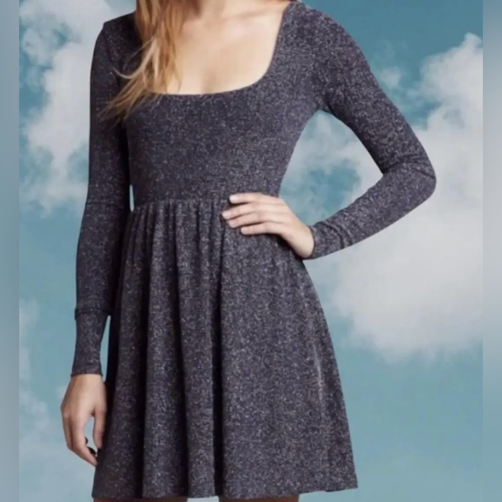 Gorgeous Free People navy and metallic silver thread sparkling mini dress!